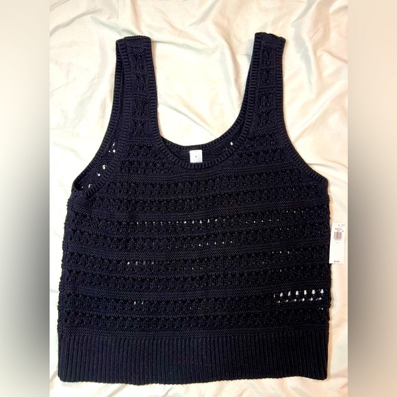 NWT Old Navy Black Crochet Tank Top - Picture 1 of 6